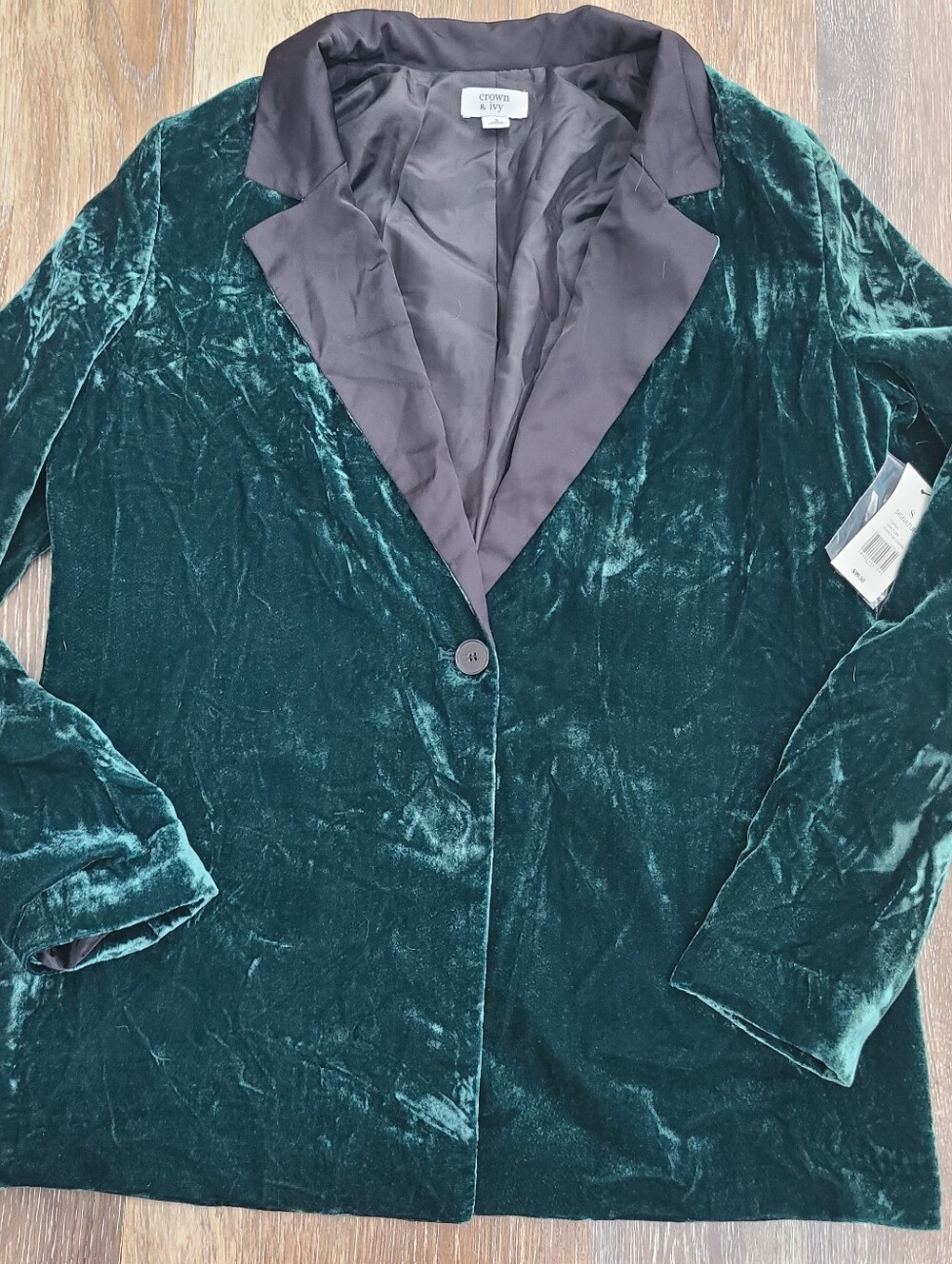 Crown & Ivy Velvet Single Button Blazer Womens Size Small NWT